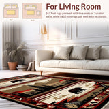 Ultra Soft Area Rug, Non Slip, Stain Resistant, Washable Area Rugs for Living Room, Bedroom, Striking Ethnic Bear Graphic(Brown)
