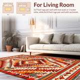 Ultra Soft Area Rug, Non Slip, Stain Resistant, Washable Area Rugs for Living Room, Bedroom, Elegant Southwestern Medallion Style(Orange)