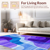 Ultra Soft Area Rug, Non Slip, Stain Resistant, Washable Area Rugs for Living Room, Bedroom, Vibrant Abstract Swirl Motif(Purple)
