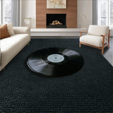 Ultra Soft Area Rug, Non Slip, Stain Resistant, Washable Area Rugs for Living Room, Bedroom, Retro Music Record Bedroom Non-Slip Vinyl Rug(Black)