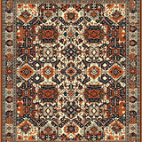 Ultra Soft Area Rug, Non Slip, Stain Resistant, Washable Area Rugs for Living Room, Bedroom, Intricate Boho Area Featuring Geometric Floral(Orange)
