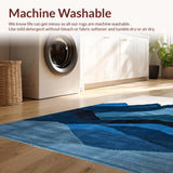 Ultra Soft Area Rug, Non Slip, Stain Resistant, Washable Area Rugs for Living Room, Bedroom, Serene Indigo and Cream Nature Fusion(Blue)