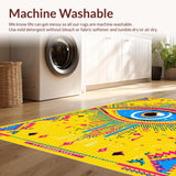 Ultra Soft Area Rug, Non Slip, Stain Resistant, Washable Area Rugs for Living Room, Bedroom, Contemporary Vibrant Folk Art(Yellow)