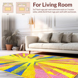 Ultra Soft Area Rug, Non Slip, Stain Resistant, Washable Area Rugs for Living Room, Bedroom, Striking Modern Swirling Pattern(Yellow)