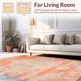 Ultra Soft Area Rug, Non Slip, Stain Resistant, Washable Area Rugs for Living Room, Bedroom, Chic Distressed Earthy Aesthetic(Orange)