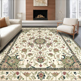 Ultra Soft Area Rug, Non Slip, Stain Resistant, Washable Area Rugs for Living Room, Bedroom, Beige and Sage Green Area with Classic Boho Floral Layout(Beige)