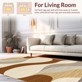 Ultra Soft Area Rug, Non Slip, Stain Resistant, Washable Area Rugs for Living Room, Bedroom, Vibrant Abstract Swirling Lines(Beige)