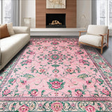 Ultra Soft Area Rug, Non Slip, Stain Resistant, Washable Area Rugs for Living Room, Bedroom, Whimsical Soft Blooming Motif(Pink)