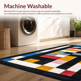 Ultra Soft Area Rug, Non Slip, Stain Resistant, Washable Area Rugs for Living Room, Bedroom, Chic Minimalist Dual-Tone Alignment(Black)