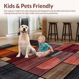 Ultra Soft Area Rug, Non Slip, Stain Resistant, Washable Area Rugs for Living Room, Bedroom, Rustic Earthy Geometric Motif(Brown)
