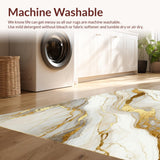 Ultra Soft Area Rug, Non Slip, Stain Resistant, Washable Area Rugs for Living Room, Bedroom, Ethereal Beige Gold Geometric Marble Swirls Indoor(White)