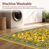 Ultra Soft Area Rug, Non Slip, Stain Resistant, Washable Area Rugs for Living Room, Bedroom, Stylish Abstract Flower Arrangement(Yellow)