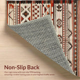 Ultra Soft Area Rug, Non Slip, Stain Resistant, Washable Area Rugs for Living Room, Bedroom, Rustic Neutral Toned Geometry(Red)