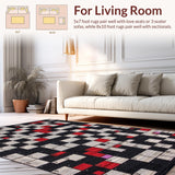 Ultra Soft Area Rug, Non Slip, Stain Resistant, Washable Area Rugs for Living Room, Bedroom, Stylish Minimalist Dice Art(Black)
