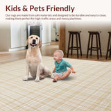 Ultra Soft Area Rug, Non Slip, Stain Resistant, Washable Area Rugs for Living Room, Bedroom, Chic Cream Tiled Pattern(Beige)