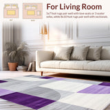 Ultra Soft Area Rug, Non Slip, Stain Resistant, Washable Area Rugs for Living Room, Bedroom, Playful Colorful Symmetrical Motif(Purple)