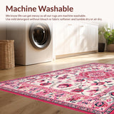 Ultra Soft Area Rug, Non Slip, Stain Resistant, Washable Area Rugs for Living Room, Bedroom, Modern Pastel Floral Fusion(White)