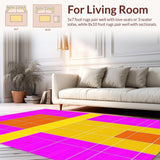 Ultra Soft Area Rug, Non Slip, Stain Resistant, Washable Area Rugs for Living Room, Bedroom, Bold Retro Lattice Game Theme(Pink)