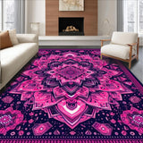 Ultra Soft Area Rug, Non Slip, Stain Resistant, Washable Area Rugs for Living Room, Bedroom, Rustic Mandala Art Design(Pink)