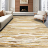 Ultra Soft Area Rug, Non Slip, Stain Resistant, Washable Area Rugs for Living Room, Bedroom, Chic Tan Scalloped Design(Beige)