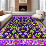 Ultra Soft Area Rug, Non Slip, Stain Resistant, Washable Area Rugs for Living Room, Bedroom, Graceful Curved Floral Elements(Purple)