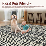 Ultra Soft Area Rug, Non Slip, Stain Resistant, Washable Area Rugs for Living Room, Bedroom, Monochrome Linear Weave Rug Featuring Bold Stripes and Sleek Modern Contrast(White)