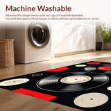 Ultra Soft Area Rug, Non Slip, Stain Resistant, Washable Area Rugs for Living Room, Bedroom, Modern Abstract Music Motif(Red)