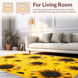 Ultra Soft Area Rug, Non Slip, Stain Resistant, Washable Area Rugs for Living Room, Bedroom, Sunny Springtime Floral Composition(Yellow)