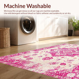 Ultra Soft Area Rug, Non Slip, Stain Resistant, Washable Area Rugs for Living Room, Bedroom, Neutral Toned Rustic Pattern(White)