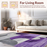 Ultra Soft Area Rug, Non Slip, Stain Resistant, Washable Area Rugs for Living Room, Bedroom, Contemporary Silver Grey Pattern(Purple)