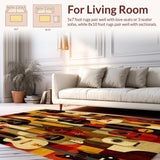 Ultra Soft Area Rug, Non Slip, Stain Resistant, Washable Area Rugs for Living Room, Bedroom, Bold Contemporary Guitar Graphic Style(Brown)