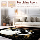 Ultra Soft Area Rug, Non Slip, Stain Resistant, Washable Area Rugs for Living Room, Bedroom, Elegant 3D Yin Yang Aesthetic(White)