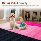 Ultra Soft Area Rug, Non Slip, Stain Resistant, Washable Area Rugs for Living Room, Bedroom, Chic Contemporary Gradient Style(Pink)