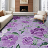 Ultra Soft Area Rug, Non Slip, Stain Resistant, Washable Area Rugs for Living Room, Bedroom, Chic Transitional Symmetrical Waves(Purple)