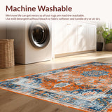 Ultra Soft Area Rug, Non Slip, Stain Resistant, Washable Area Rugs for Living Room, Bedroom, Cozy Abstract Floral Touch(Orange)