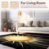 Ultra Soft Area Rug, Non Slip, Stain Resistant, Washable Area Rugs for Living Room, Bedroom, Elegant Yellow Abstract Art Motif(Gold)