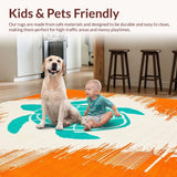 Ultra Soft Area Rug, Non Slip, Stain Resistant, Washable Area Rugs for Living Room, Bedroom, Orange and White Swimmer Inspired Surfboard Rug with Geometric Turtle Design(Orange)