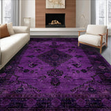 Ultra Soft Area Rug, Non Slip, Stain Resistant, Washable Area Rugs for Living Room, Bedroom, Bold Vibrant Floral Composition(Purple)