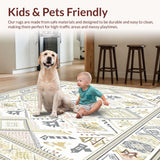 Ultra Soft Area Rug, Non Slip, Stain Resistant, Washable Area Rugs for Living Room, Bedroom, Malilinao Boho Trellis Area Cream Beige Gray(White)