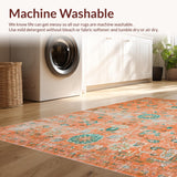 Ultra Soft Area Rug, Non Slip, Stain Resistant, Washable Area Rugs for Living Room, Bedroom, Cozy Rust and Teal Medallion(Orange)