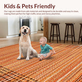Ultra Soft Area Rug, Non Slip, Stain Resistant, Washable Area Rugs for Living Room, Bedroom, Vibrant Autumn Tiled Motif(Orange)