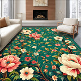 Ultra Soft Area Rug, Non Slip, Stain Resistant, Washable Area Rugs for Living Room, Bedroom, Sophisticated Distressed Floral Harmony(Green)