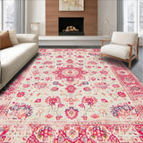Ultra Soft Area Rug, Non Slip, Stain Resistant, Washable Area Rugs for Living Room, Bedroom, Chic Distressed Organic Pattern(White)