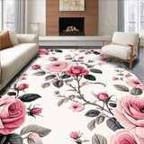 Ultra Soft Area Rug, Non Slip, Stain Resistant, Washable Area Rugs for Living Room, Bedroom, Soft Pastel Flower Motif Piece(Pink)