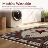 Ultra Soft Area Rug, Non Slip, Stain Resistant, Washable Area Rugs for Living Room, Bedroom, Vintage Rustic Geometric Charm(Beige)