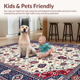 Ultra Soft Area Rug, Non Slip, Stain Resistant, Washable Area Rugs for Living Room, Bedroom, Lively Abstract Floral Arrangement(White)