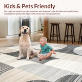 Ultra Soft Area Rug, Non Slip, Stain Resistant, Washable Area Rugs for Living Room, Bedroom, Luxurious Textured Cream Wave(Gray)