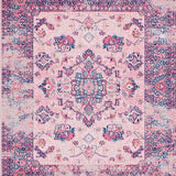 Ultra Soft Area Rug, Non Slip, Stain Resistant, Washable Area Rugs for Living Room, Bedroom, Rustic Multi-Hued Ogee Pattern(Pink)