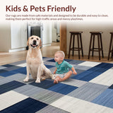 Ultra Soft Area Rug, Non Slip, Stain Resistant, Washable Area Rugs for Living Room, Bedroom, Urban Navy Geometry Touch(Blue)