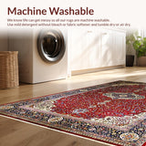 Ultra Soft Area Rug, Non Slip, Stain Resistant, Washable Area Rugs for Living Room, Bedroom, Chic Geometric Red and Cream Fusion(Red)